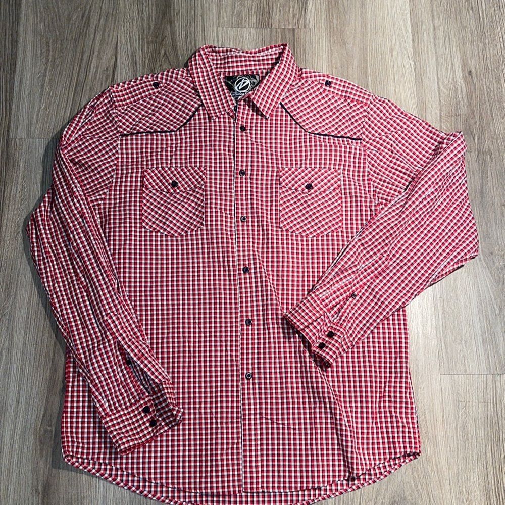 Men’s Terrell clothing, company, XL dress shirt, red, black, white
